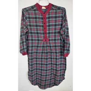 VTG Erika Taylor Country Cotton Tartan Plaid long Flannel Nightgown Women's M